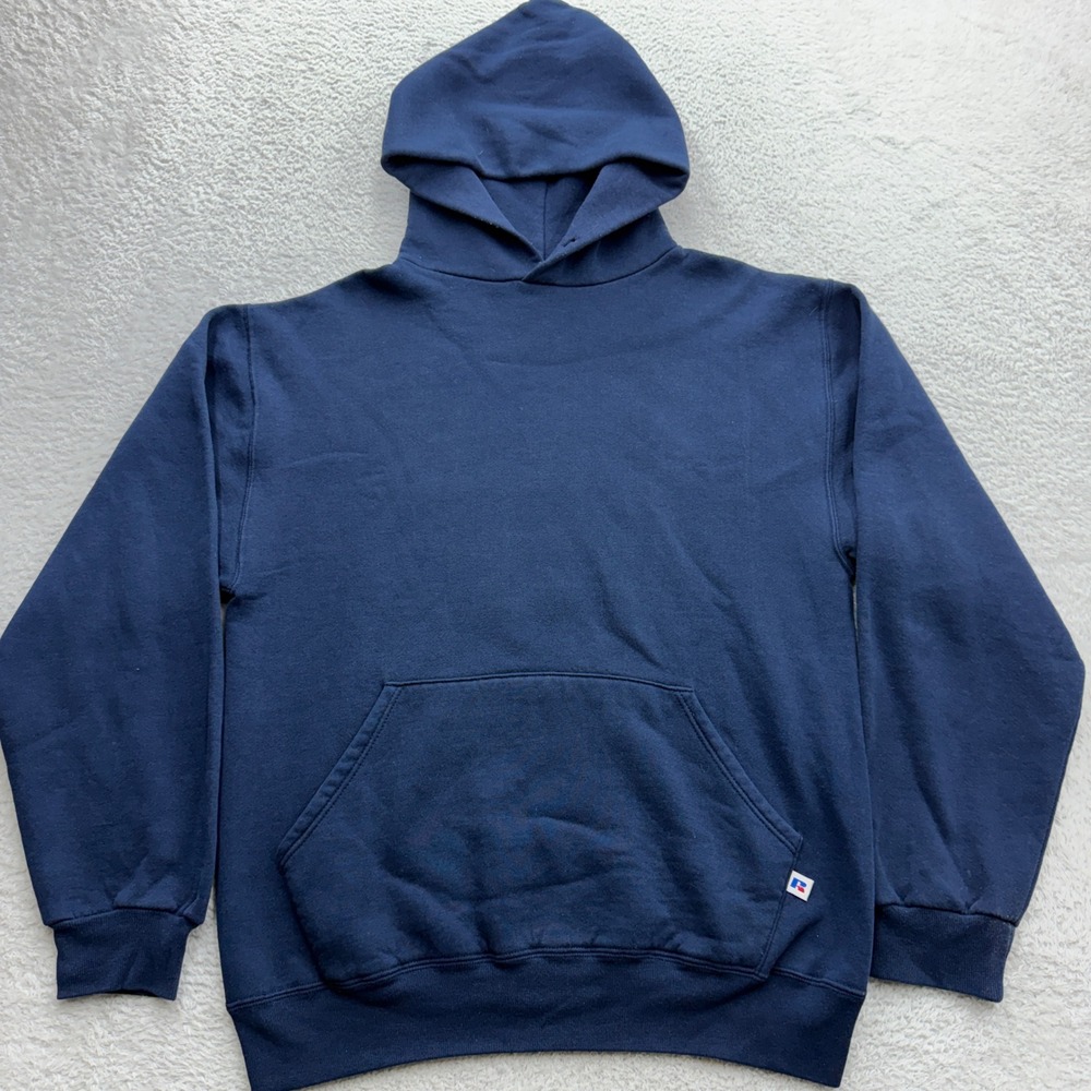 Vintage Russell Athletic Navy Hoodie Made in USA Malverne‎ Soccer Mens Medium